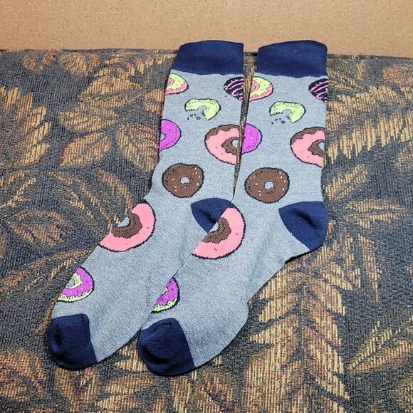 Men's Grey and Navy Donut Novelty Docks- one Size - Picture 1 of 2
